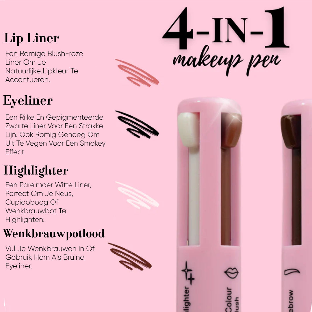4-in-1 Makeup Pen – Lipliner, Eyeliner, Highlighter & Brow Pencil
